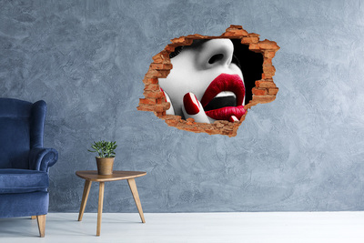 Vinyl muursticker 3D breekeffect Sensuele lippen in beton