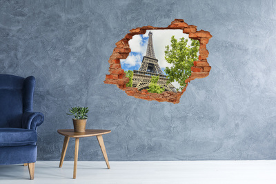 Fototapeta dziura na ścianę 3d Wieża Eiffla w Paryżu