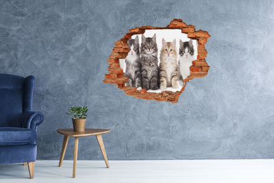Vinyl muursticker 3D breekeffect Katten in een gat in de muur