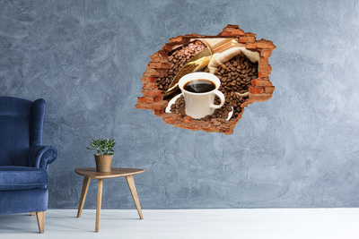 Vinyl muursticker 3D breekeffect Koffie met bonen