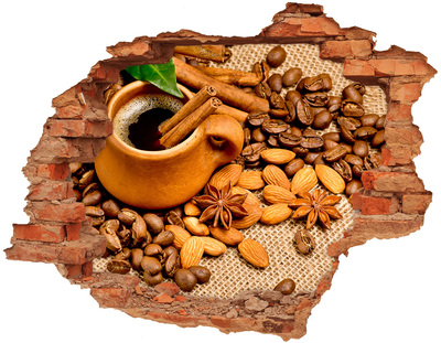 Vinyl muursticker 3D breekeffect Een koffiefestijn in een klein, onopvallend tentje.