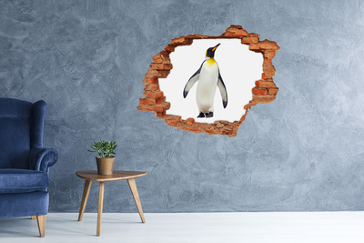 Vinyl muursticker 3D breekeffect Pinguïn in een gat in de muur