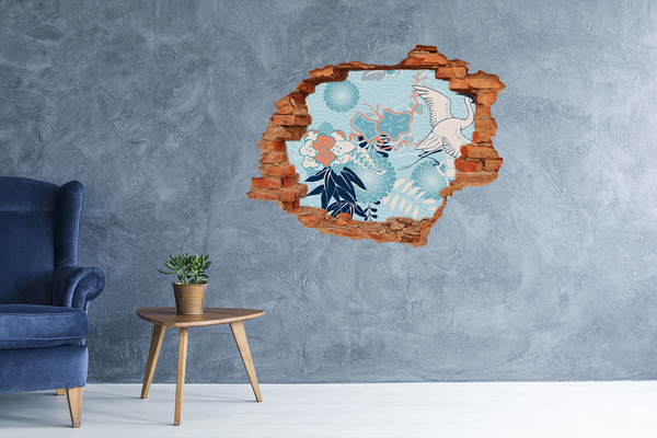 Grote 3D muursticker gat in de muur De onderwaterwereld van koralen