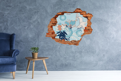 Grote 3D muursticker gat in de muur De onderwaterwereld van koralen