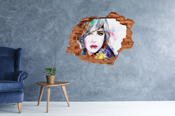 Dziura 3d fototapeta na ścianę Portret w rozbitym murze
