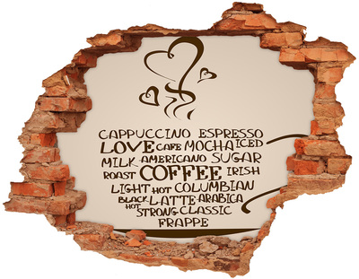 Grote 3D muursticker gat in de muur Koffie-oase
