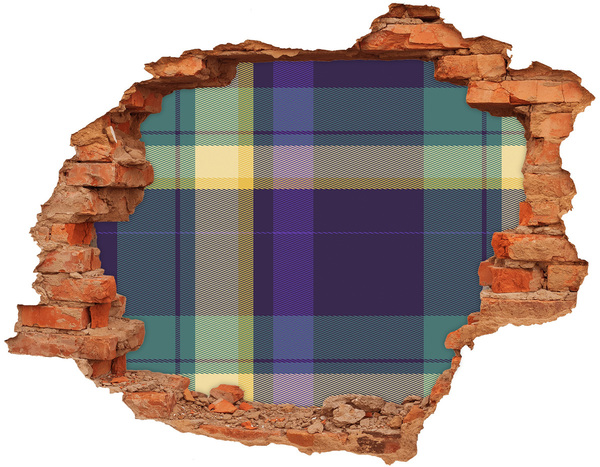 Vinyl muursticker 3D breekeffect Geruit patroon op de muur