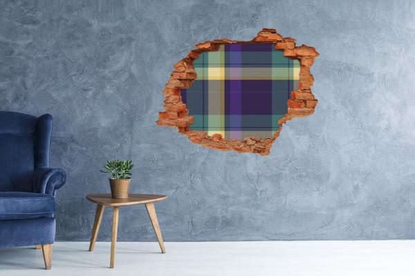 Vinyl muursticker 3D breekeffect Geruit patroon op de muur