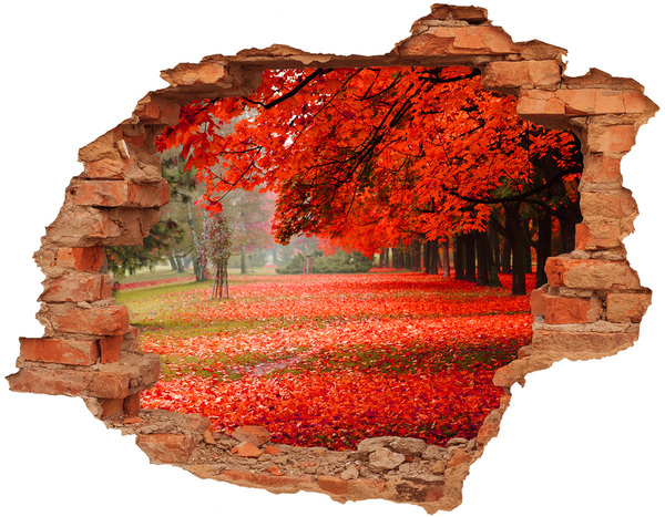 Grote 3D muursticker gat in de muur De herfst in het park