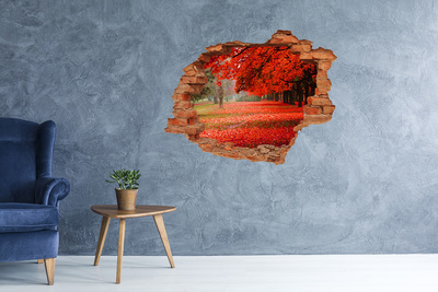 Grote 3D muursticker gat in de muur De herfst in het park
