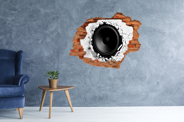 Vinyl muursticker 3D breekeffect Een luidspreker in een beschadigde muur