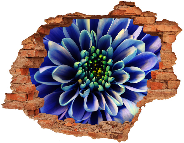 Vinyl muursticker 3D breekeffect Een bloem in blauwe tinten