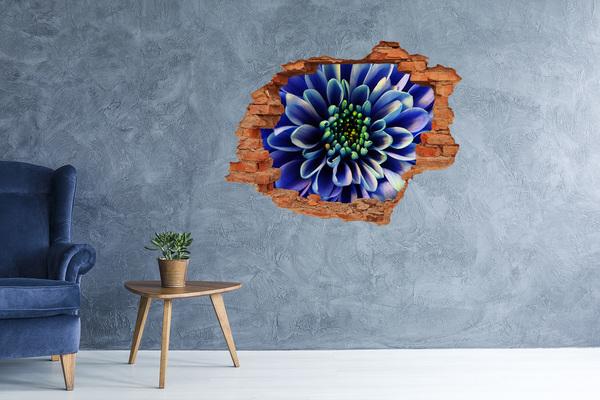 Vinyl muursticker 3D breekeffect Een bloem in blauwe tinten