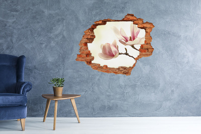 Vinyl muursticker 3D breekeffect Magnoliabloem in beton