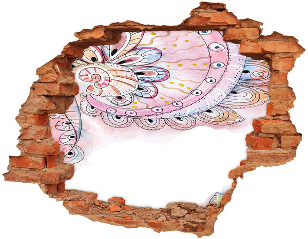 Grote 3D muursticker gat in de muur Kleurrijk patroon op een betonnen achtergrond