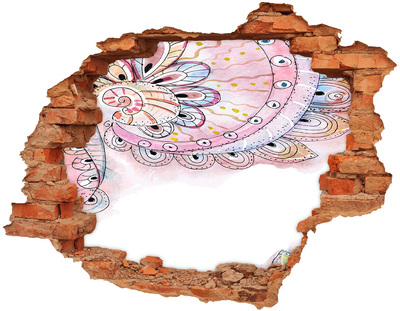 Grote 3D muursticker gat in de muur Kleurrijk patroon op een betonnen achtergrond