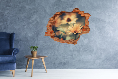 Vinyl muursticker 3D breekeffect Bloemen in een verwoeste muur