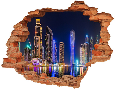 Vinyl muursticker 3D breekeffect De moderne skyline van Dubai