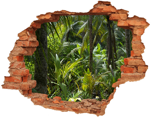 Grote 3D muursticker gat in de muur Tropische jungle achter de muur