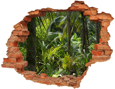 Grote 3D muursticker gat in de muur Tropische jungle achter de muur