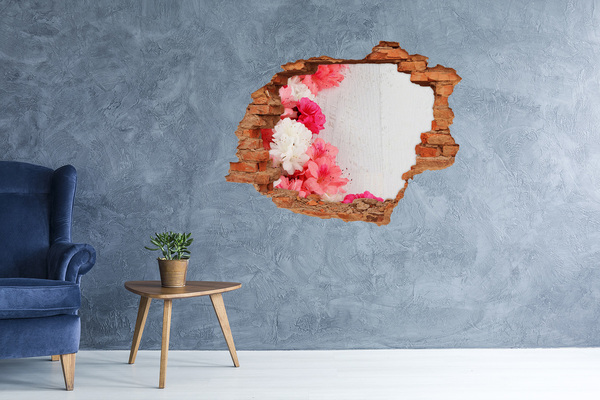 Vinyl muursticker 3D breekeffect Een bloemenparadijs achter de muur