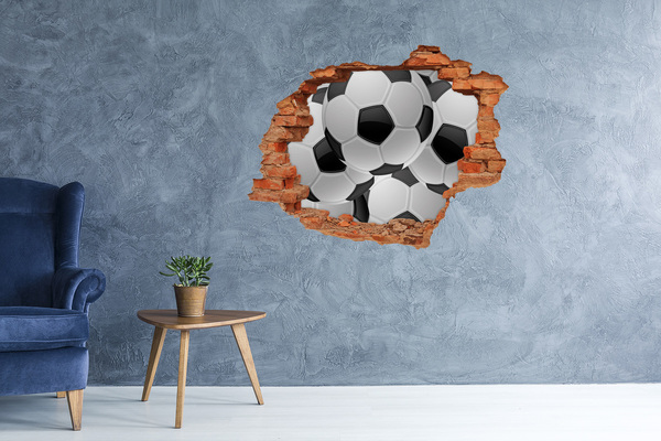 Grote 3D muursticker gat in de muur Voetbalillusie op de muur