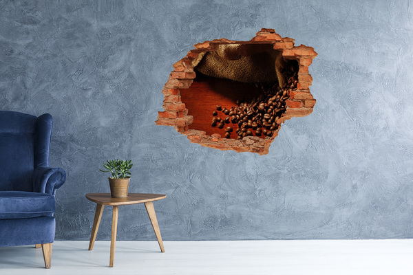 Vinyl muursticker 3D breekeffect Koffie in een vervallen muur