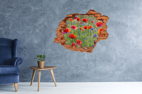 Vinyl muursticker 3D breekeffect Een bloemenparadijs achter de muur.