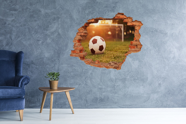 Grote 3D muursticker gat in de muur Voetbal op het veld