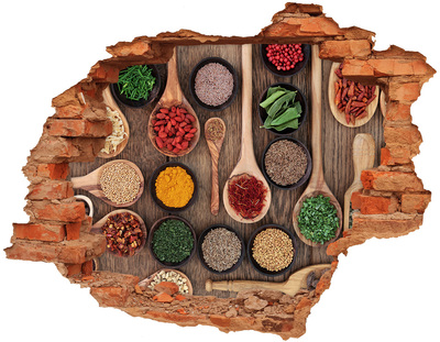 Naklejka 3D dziura beton Przyprawy z całego świata