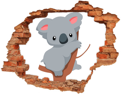 Dziura 3d fototapeta naklejka Koala w dziurze w ścianie