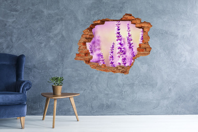 Vinyl muursticker 3D breekeffect Lavendelbloemen in een gebroken muur