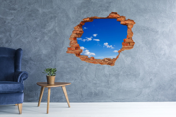 Vinyl muursticker 3D breekeffect Blauwe lucht met wolken