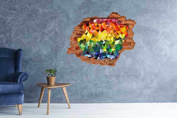 Vinyl muursticker 3D breekeffect Kleurrijk gat in de muur