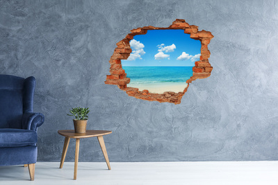 Grote 3D muursticker gat in de muur Uitzicht op een tropisch strand