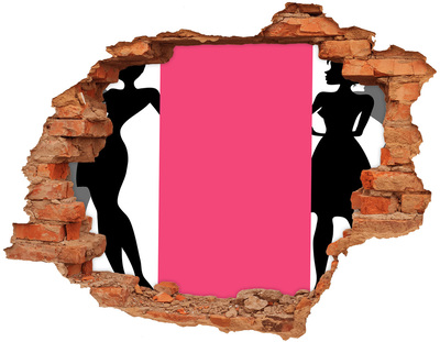 Grote 3D muursticker gat in de muur Stijlvol figuur in een klein café.