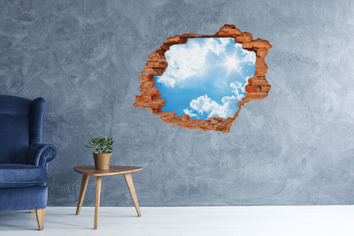 Vinyl muursticker 3D breekeffect Blauwe lucht met wolken