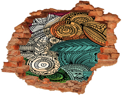 Dziura 3d fototapeta naklejka Kolorowe wzory na tle kamienia