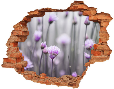 Grote 3D muursticker gat in de muur Een bloemenparadijs achter de muur.
