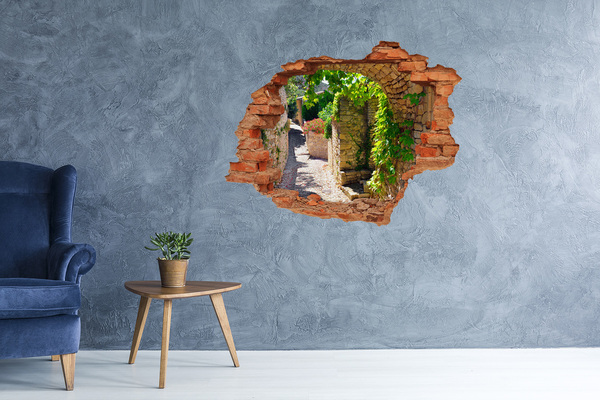 Vinyl muursticker 3D breekeffect Een groene straat in de stad