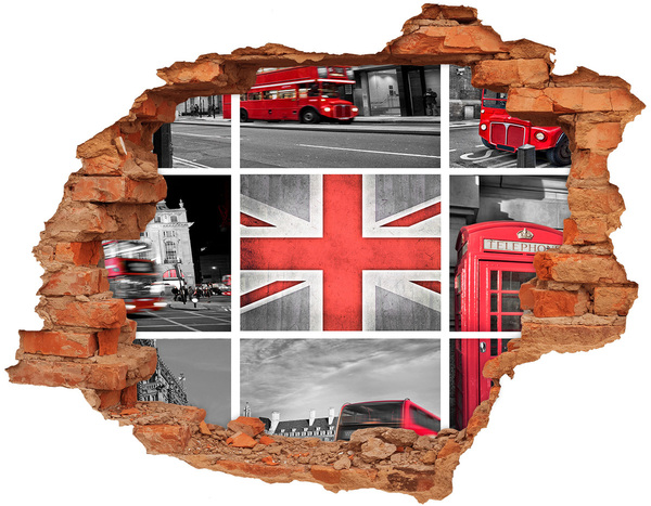 Grote 3D muursticker gat in de muur Het Britse landschap in een gat in de muur
