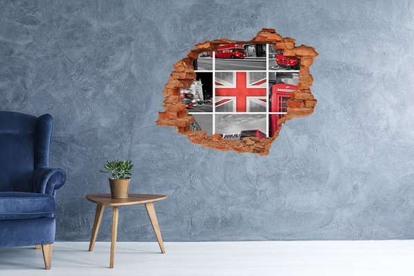 Grote 3D muursticker gat in de muur Het Britse landschap in een gat in de muur