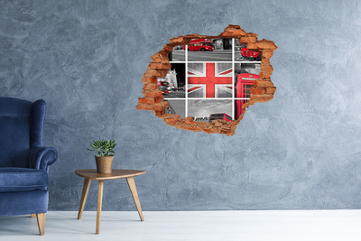 Grote 3D muursticker gat in de muur Het Britse landschap in een gat in de muur