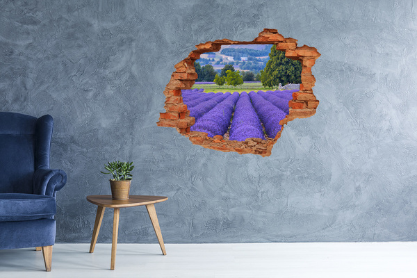 Grote 3D muursticker gat in de muur Lavendelvelden in de Provence