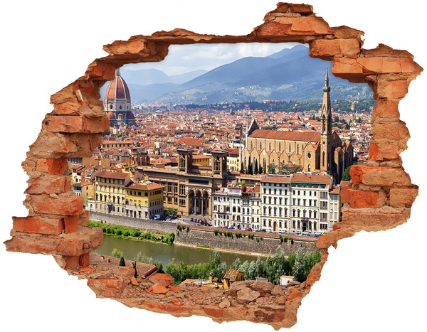 Vinyl muursticker 3D breekeffect Uitzicht op Florence