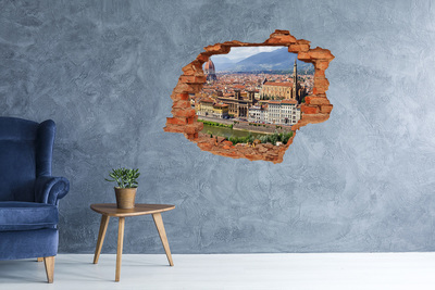 Vinyl muursticker 3D breekeffect Uitzicht op Florence