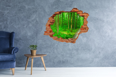 Vinyl muursticker 3D breekeffect Groen bos in een gat in de muur