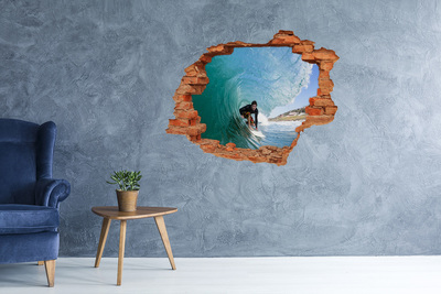 Grote 3D muursticker gat in de muur Surfen in de oceaan