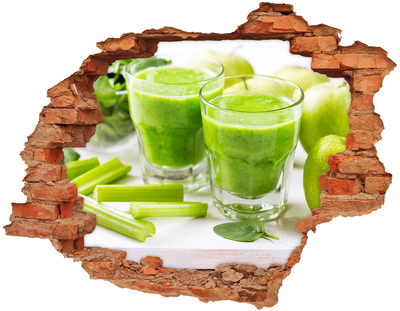 Grote 3D muursticker gat in de muur Groene gezondheidscocktail