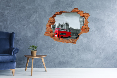 Fototapeta dziura na ścianę 3d Londyńska sceneria z czerwonym autobusem